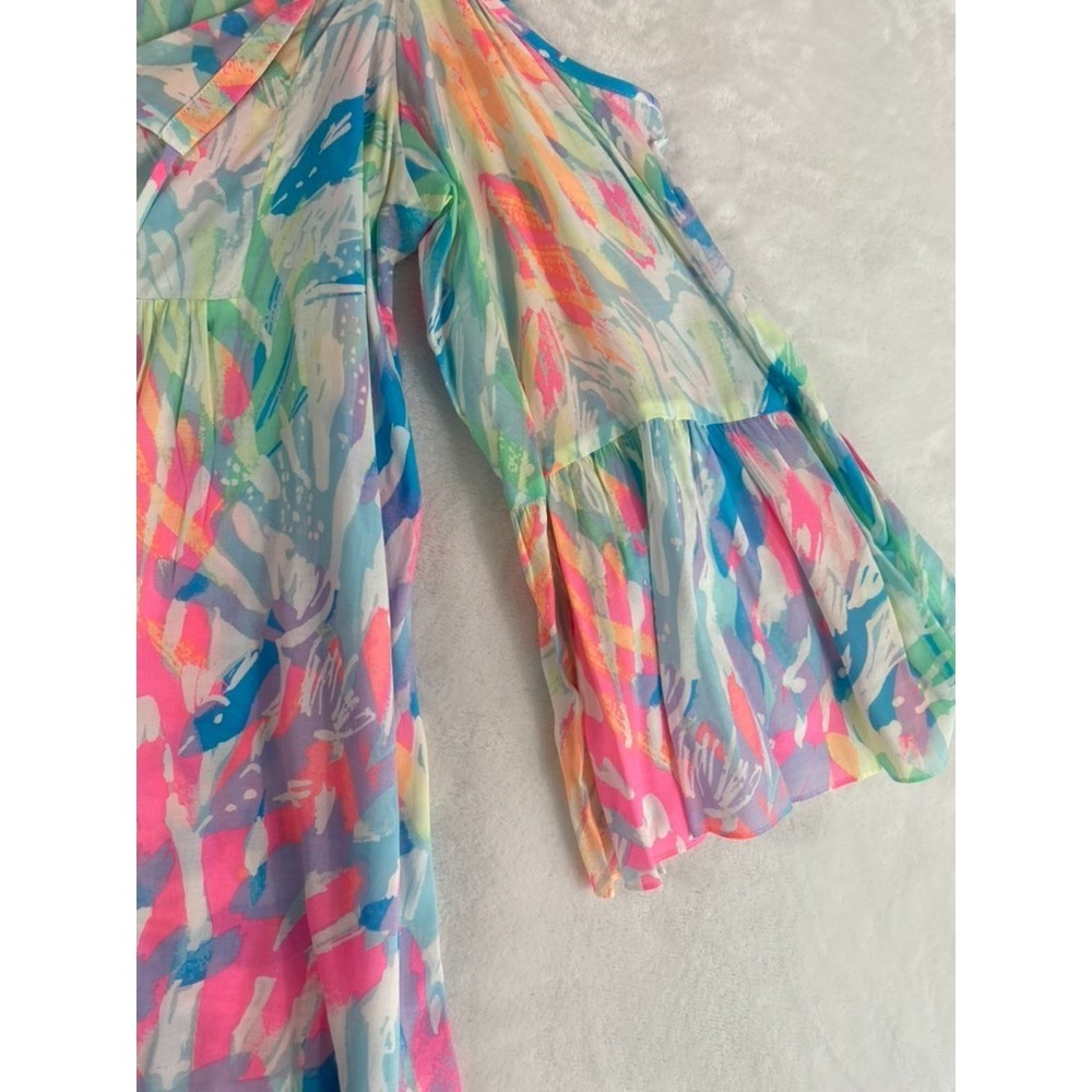 Lily Pulitzer Alanna Dress Sz M Sparkling Sands Print Coastal Resort Beach - Picture 6 of 12